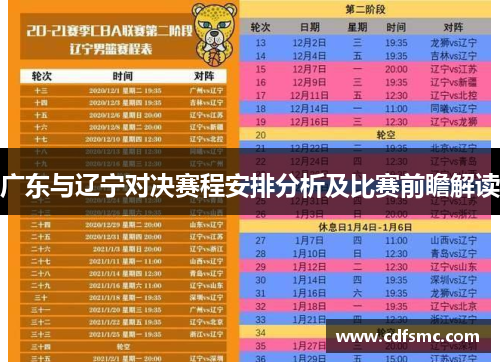广东与辽宁对决赛程安排分析及比赛前瞻解读